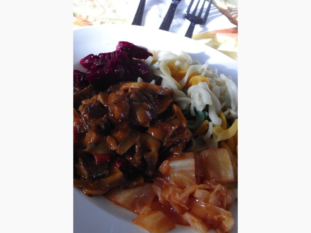 ラクダの肉料理。淡白な味わい。