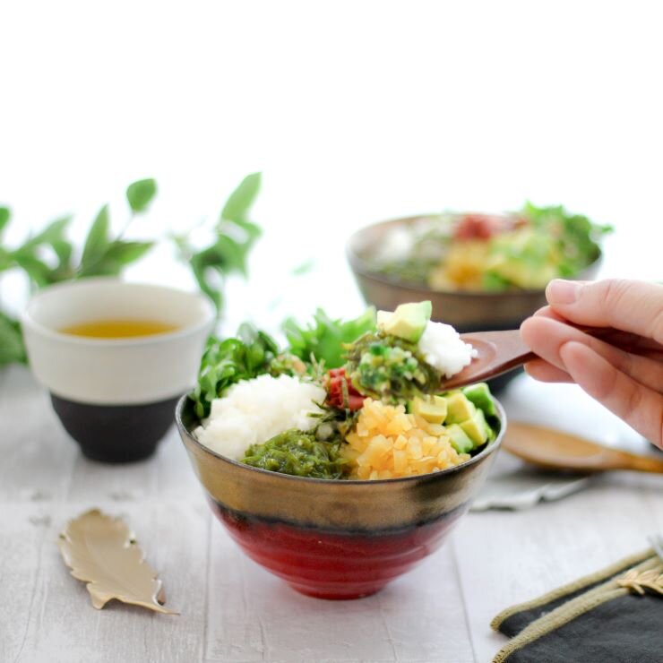 出来上がり！お好みで醤油やヴィーガン麺つゆをかけていただきます。