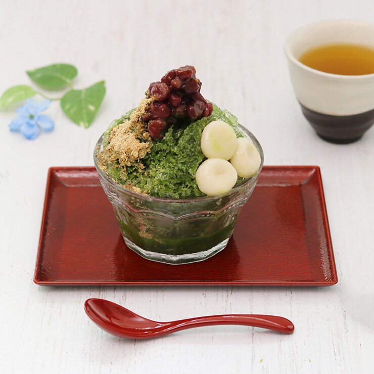 手作り抹茶シロップのかき氷～もちもち豆腐白玉添え～